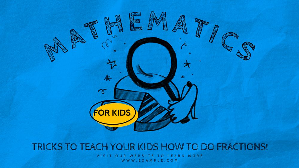 Kids mathematics blog banner template, editable text & design