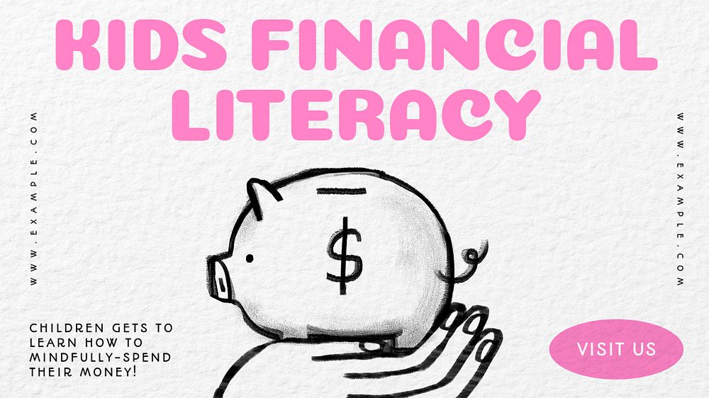 Kids financial literacy blog banner template, editable text & design