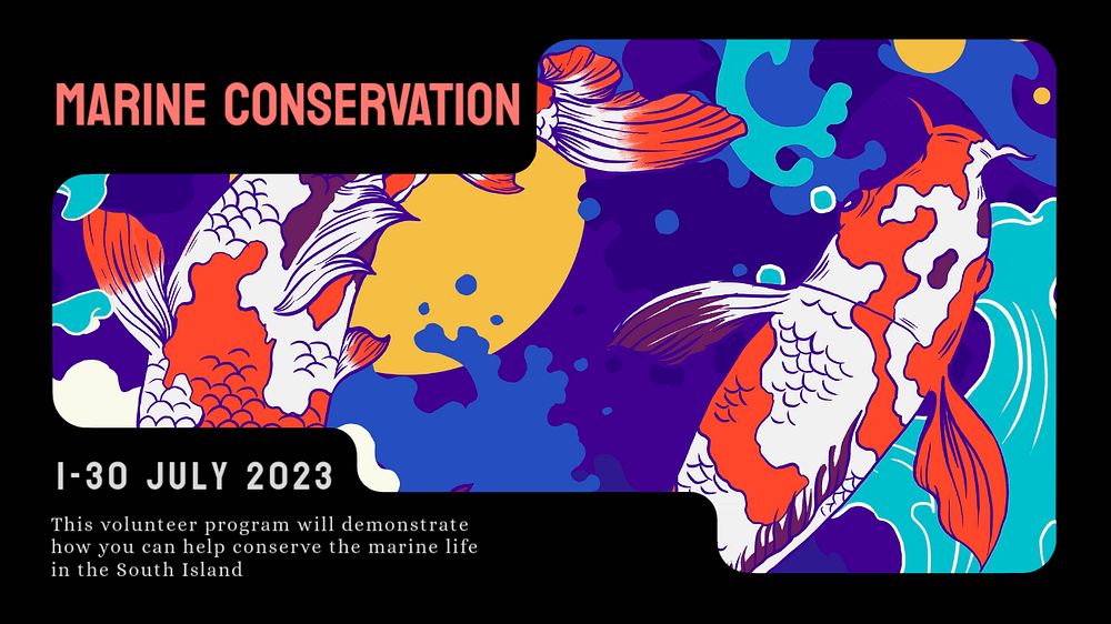 Marine conservation blog banner template, editable text & design