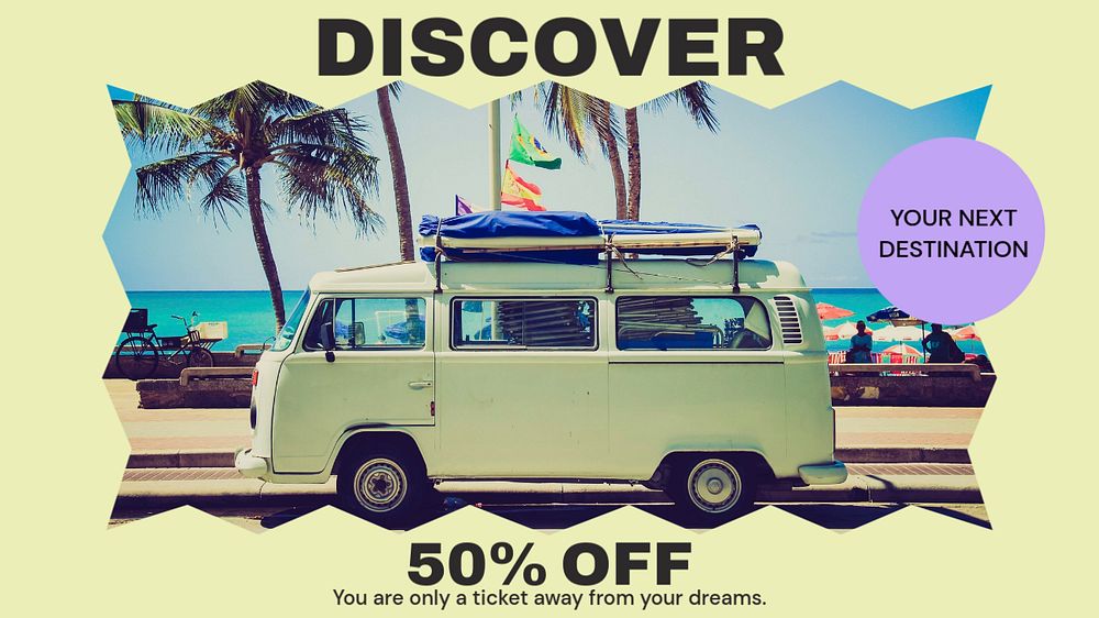 Discover and travel blog banner template, editable text & design