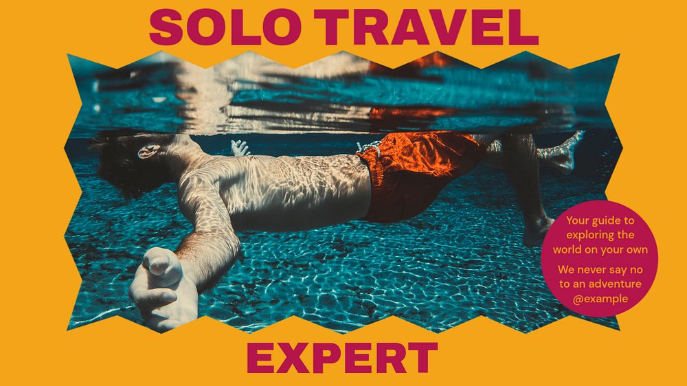 Solo travel blog banner template, editable text & design