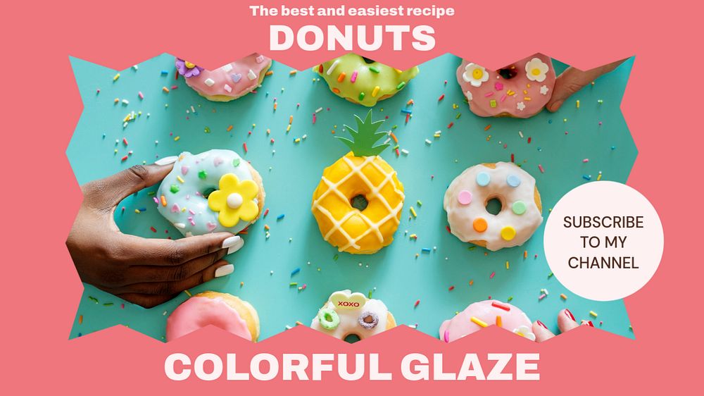 Donut recipe blog banner template, editable text & design