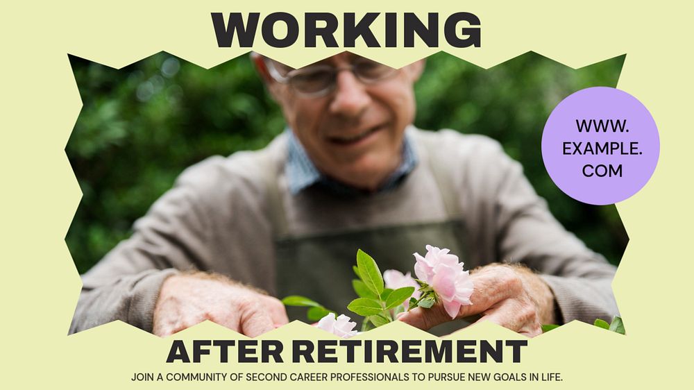 Working after retirement blog banner template, editable text & design