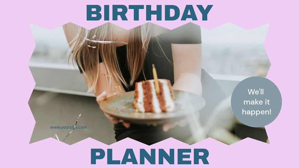 Birthday planner blog banner template, editable text & design