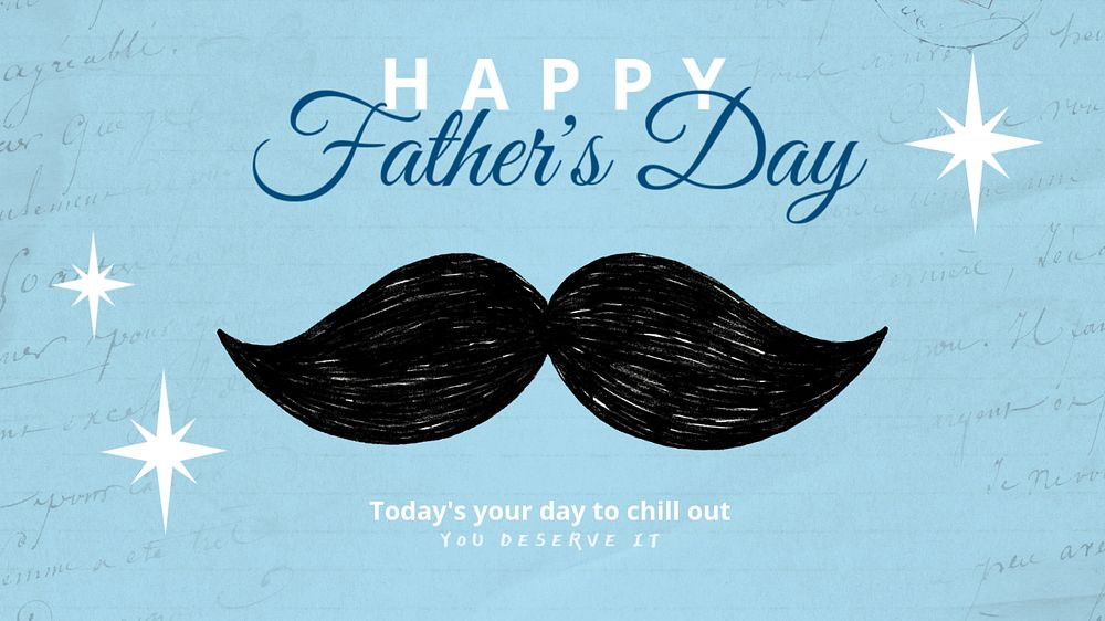 Happy Father's day banner template, editable digital painting remix