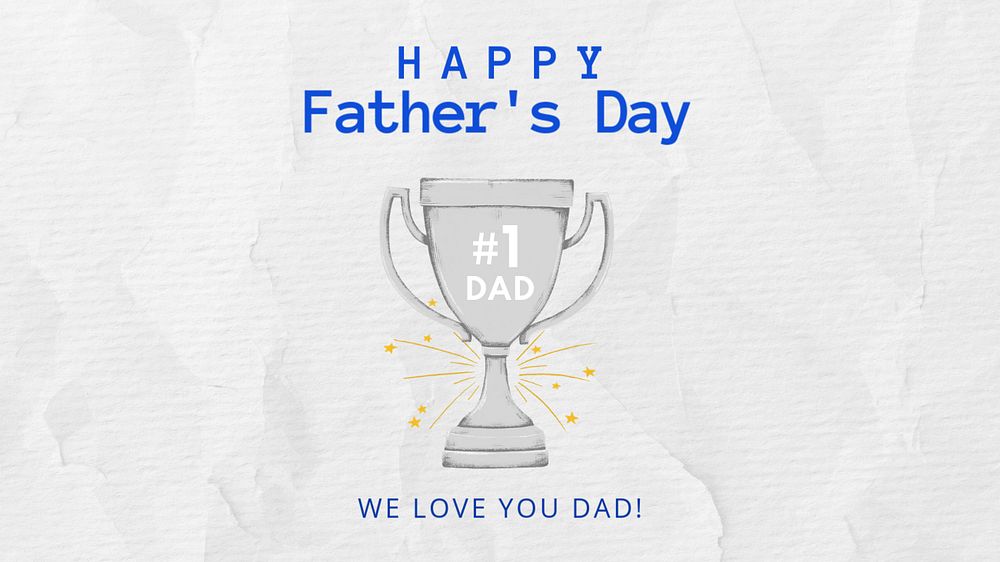 Happy Father's day banner template, editable digital painting remix