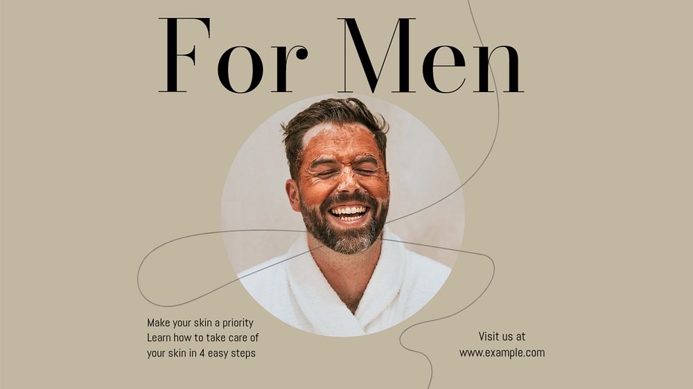 Men's skincare blog banner template, editable design