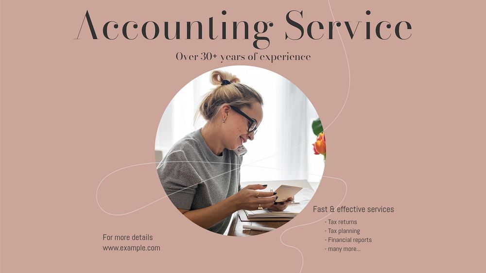 Accounting service blog banner template, editable design