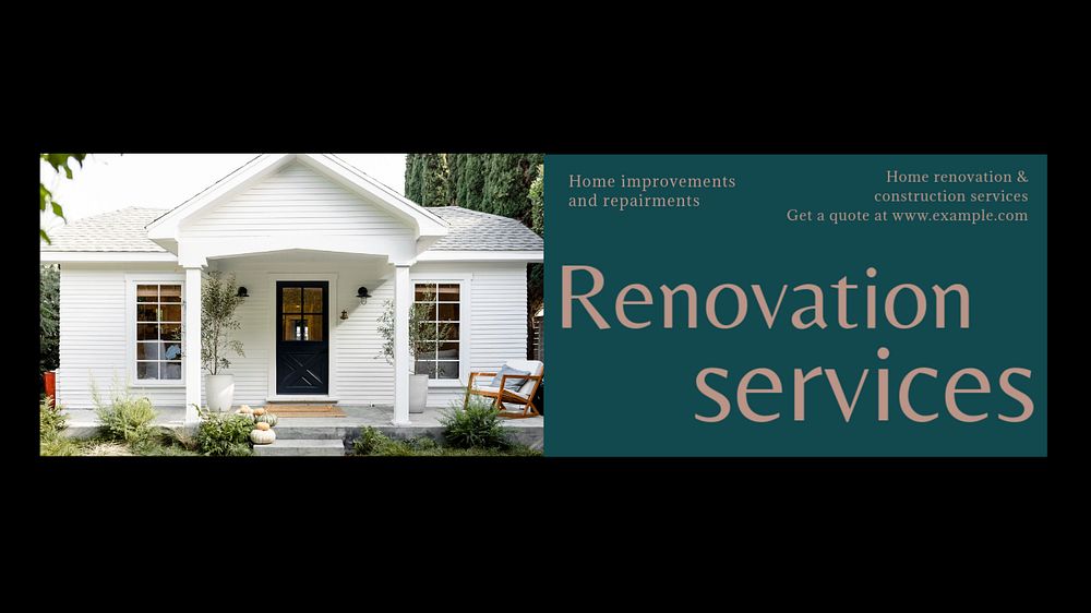 Renovation services Facebook cover template, editable design