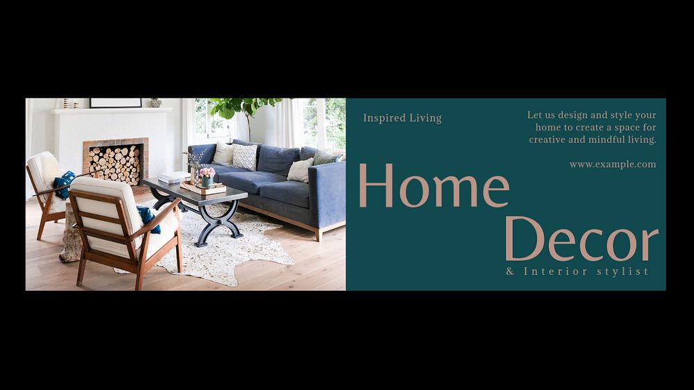 Home decor Facebook cover template, editable design