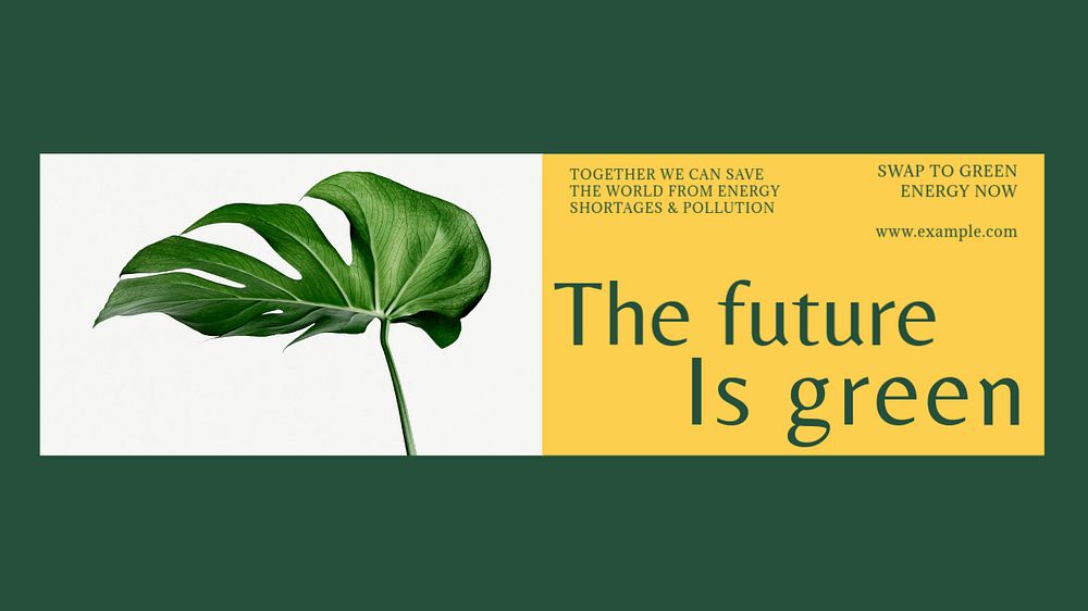 The future is green Facebook cover template, editable design