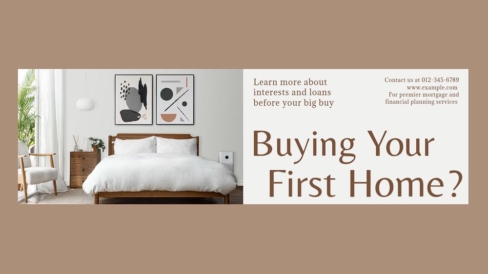 First home Facebook cover template, editable design