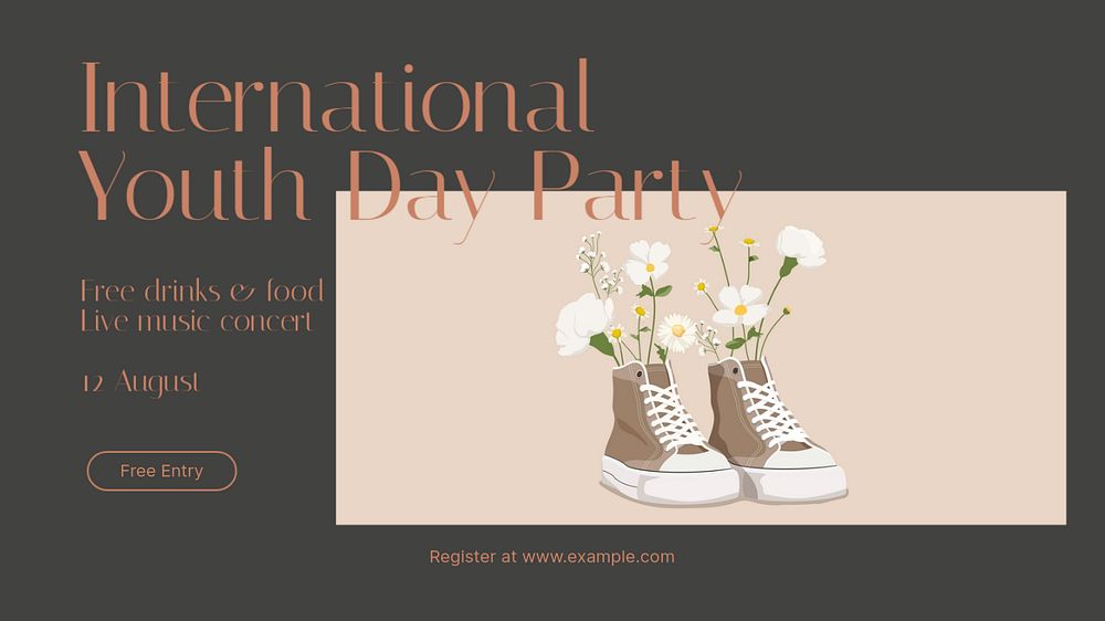 Youth day party blog banner template, editable text