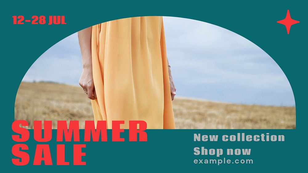 Summer sale blog banner template, editable text & design