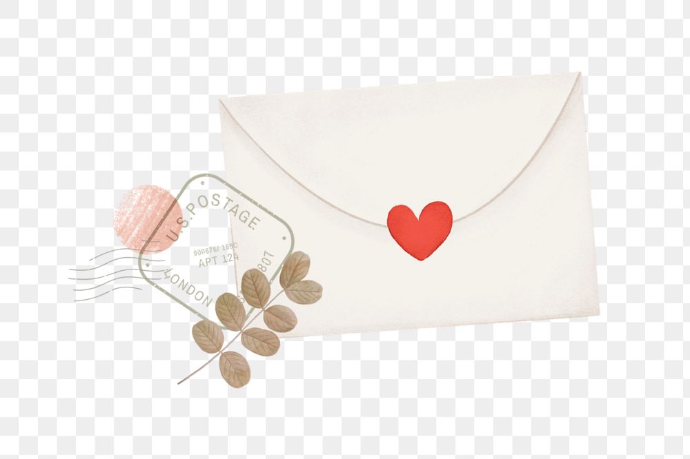 Valentine's love letter clipart, editable festive digital painting remix