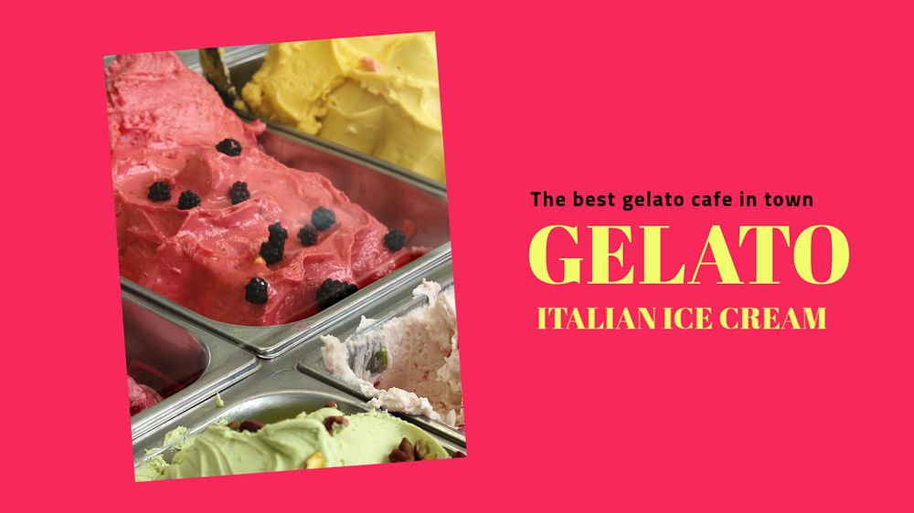 Gelato ice cream blog banner template, editable text & design