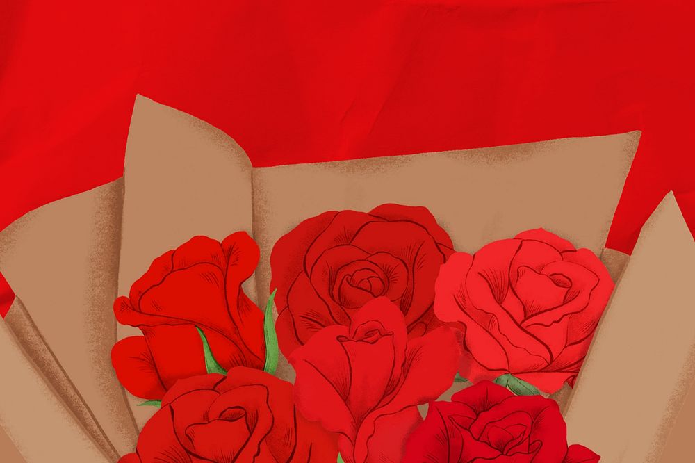 Valentine's red rose bouquet background, editable festive digital painting remix