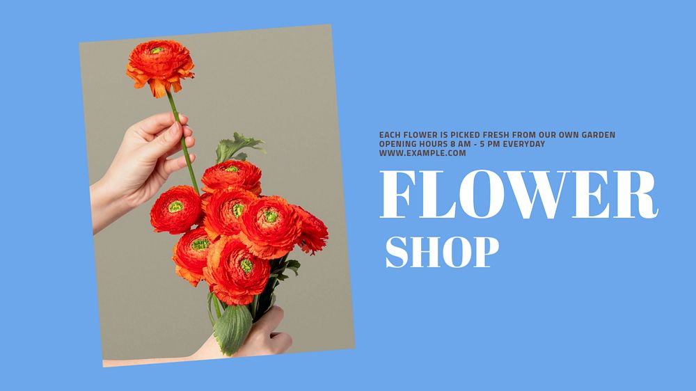 Flower shop blog banner template, editable text & design