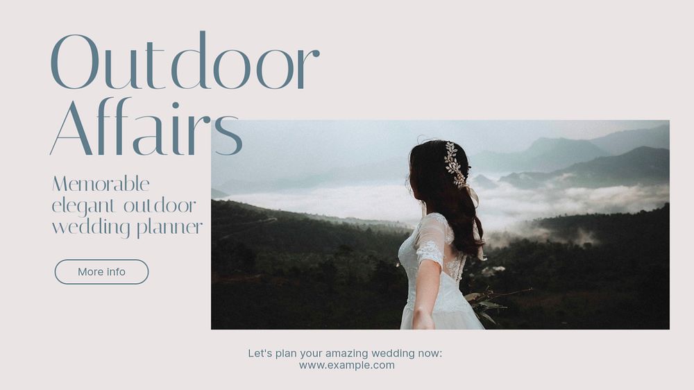 Outdoor wedding planner blog banner template, editable text