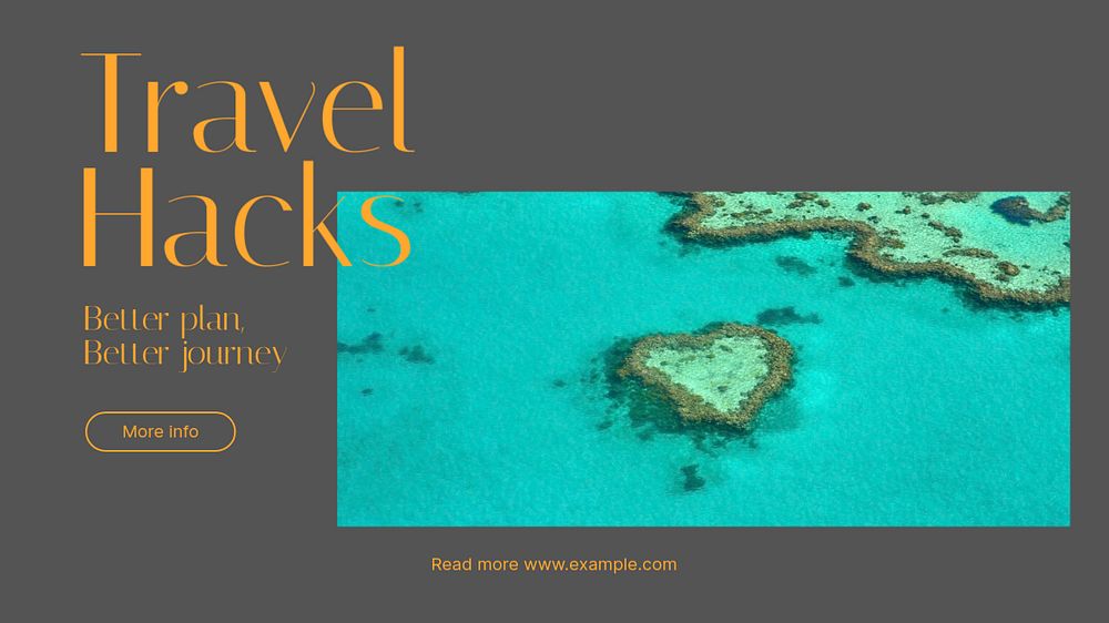 Travel hacks blog banner template, editable text