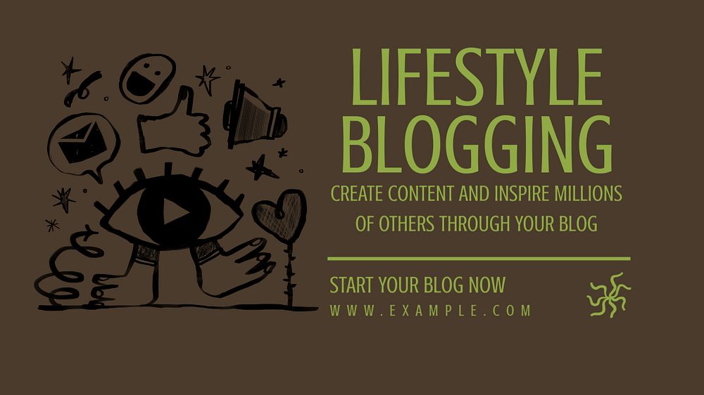 Lifestyle blogging blog banner template, editable text & design