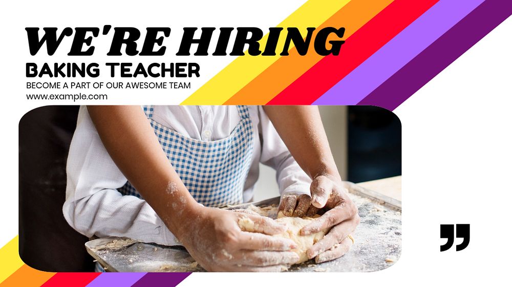 Hiring baking teacher blog banner template, editable text & design