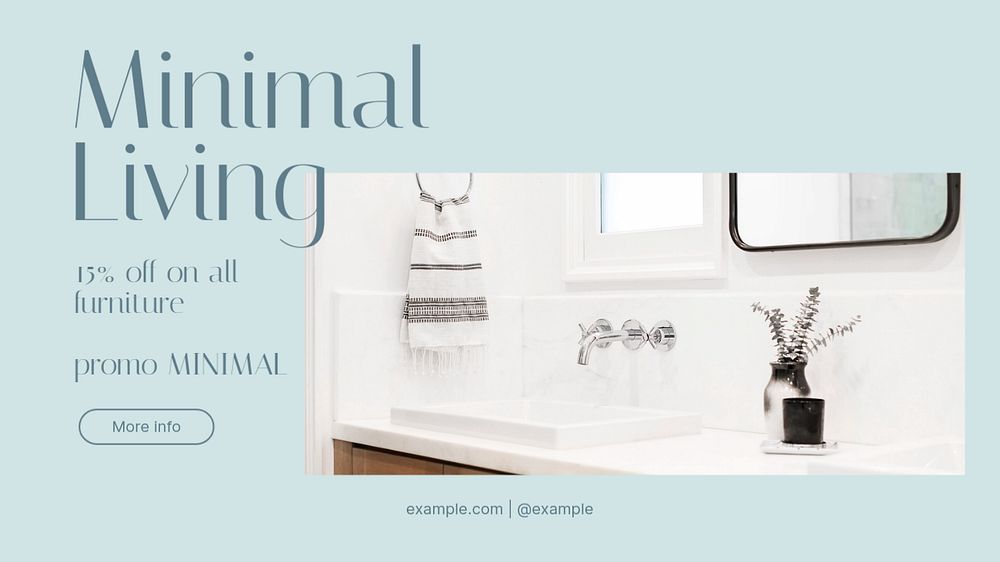 Minimal living blog banner template, editable text