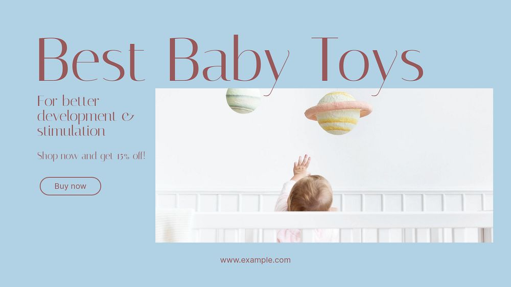 Baby toys blog banner template, editable text