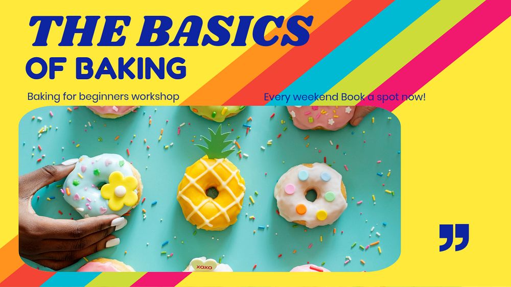 Baking workshop blog banner template, editable text & design