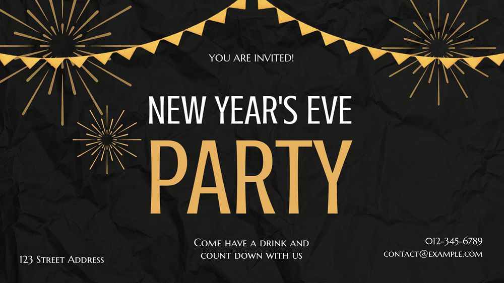 New Year's Eve banner template, editable digital painting remix