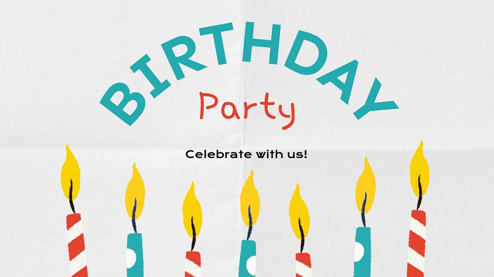 Birthday candles blog banner template, editable digital painting remix