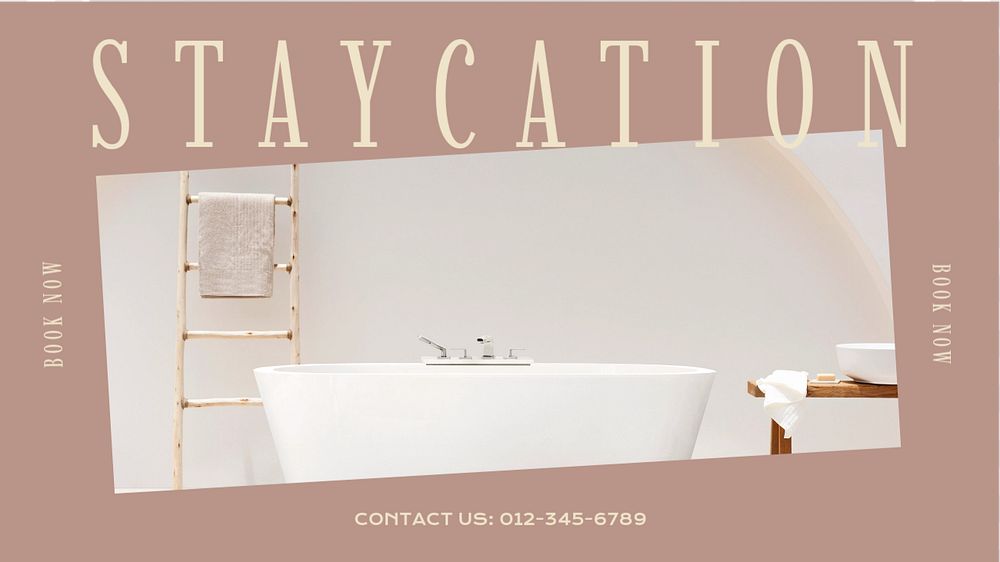 Staycation blog banner template, editable text & design