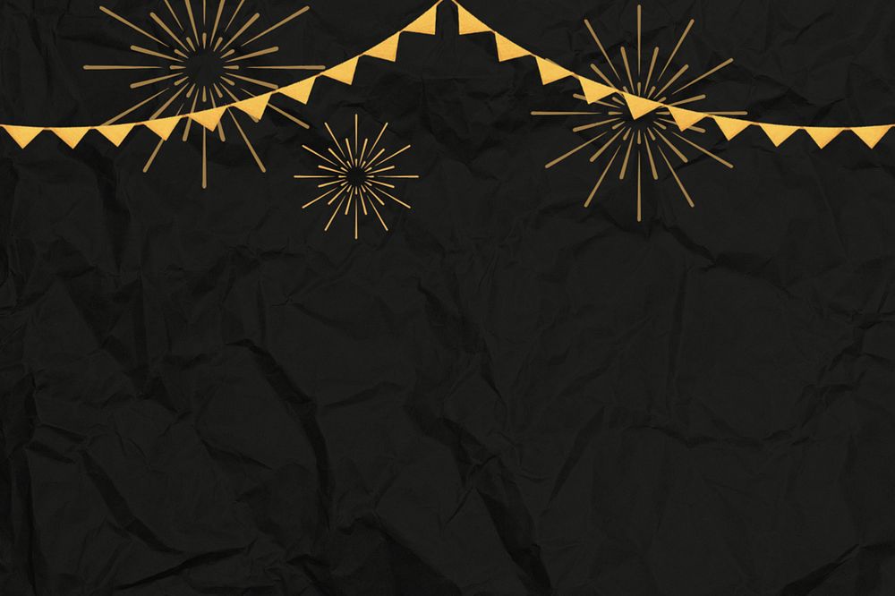 New Year fireworks border, textured black background, editable party digital painting remix