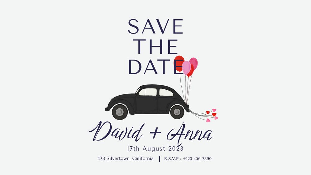 Save the date banner template, editable digital painting remix