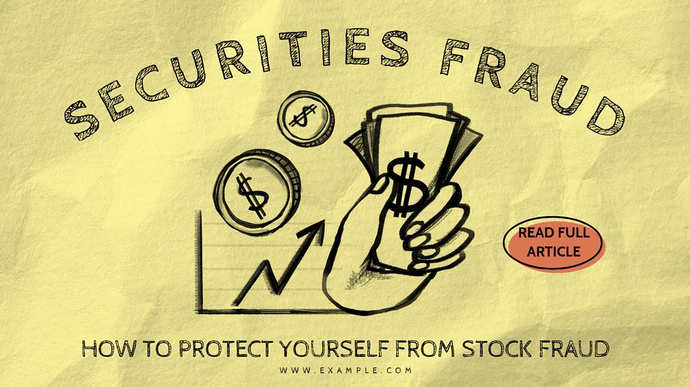 Securities fraud blog banner template, editable text & design