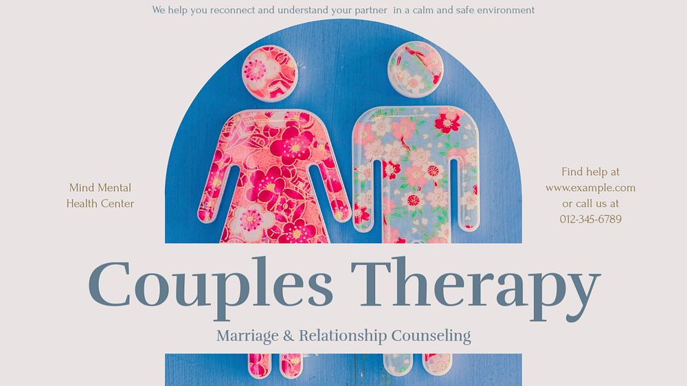 Couples therapy blog banner template, editable text