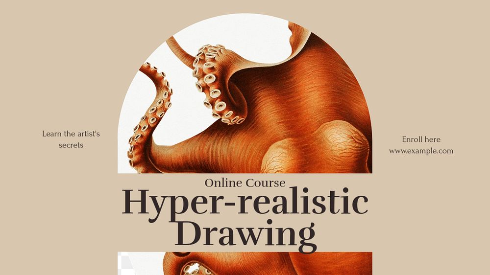 Hyper-realistic drawing blog banner template, editable text