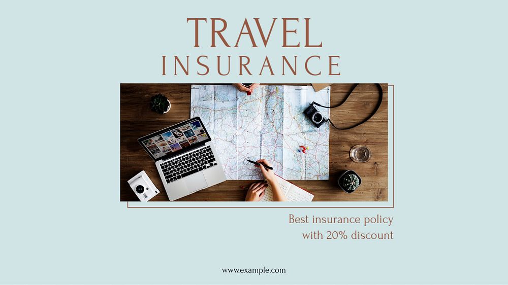 Travel insurance blog banner template, editable design