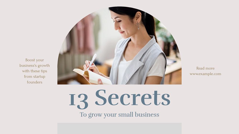 Grow small business blog banner template, editable text