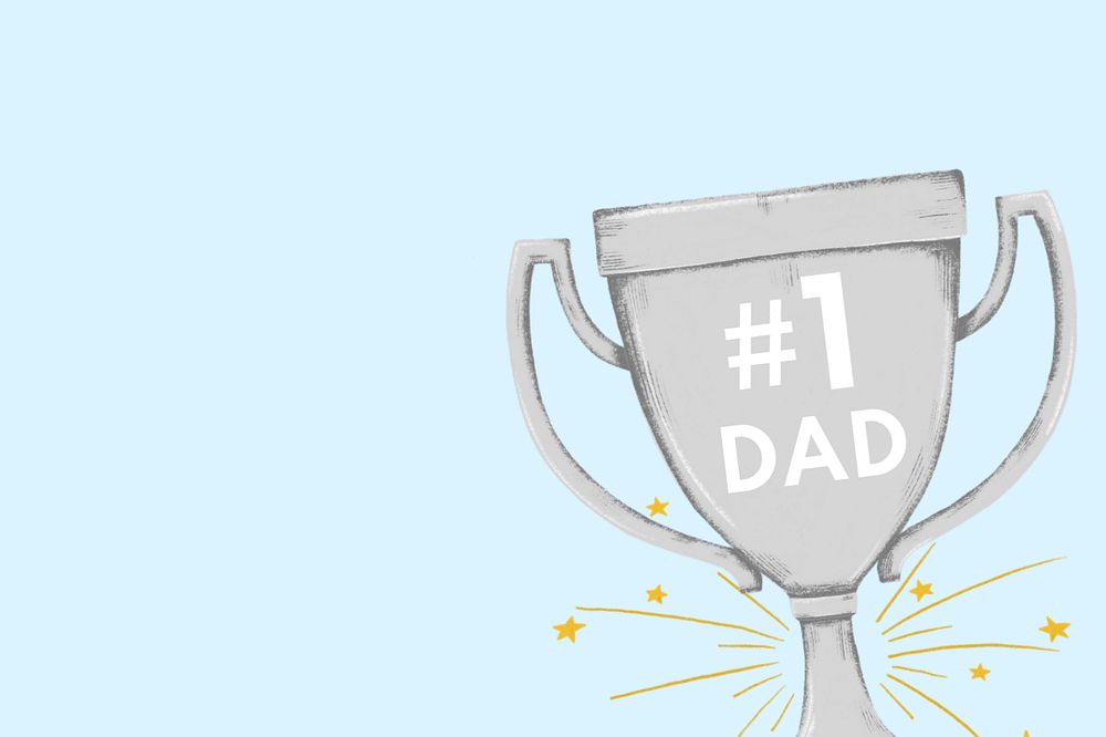 Father's day celebration background, editable #1 dad trophy digital painting remix