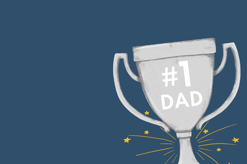 #1 dad trophy background, Father's day celebration, editable digital painting remix