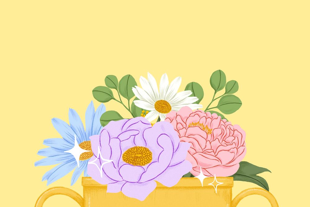 Flower trophy background,  editable digital painting remix