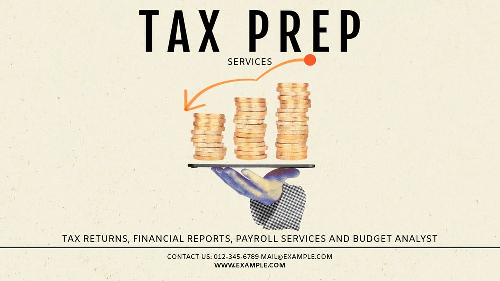 Tax prep blog banner template, editable text & design