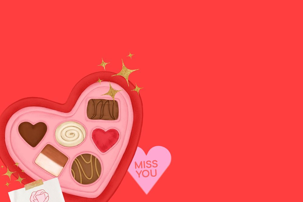 Valentine's chocolate background, editable festive digital painting remix