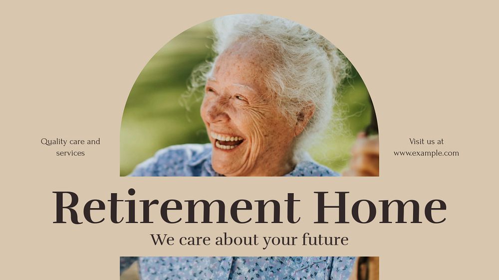 Retirement home blog banner template, editable text