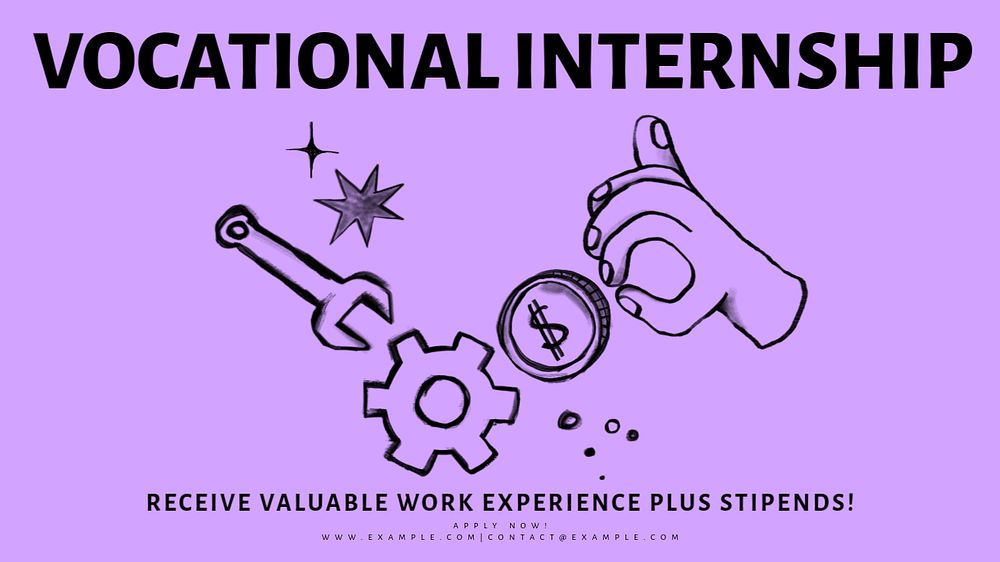 Vocational internshipVocational internship blog banner template, editable text & design