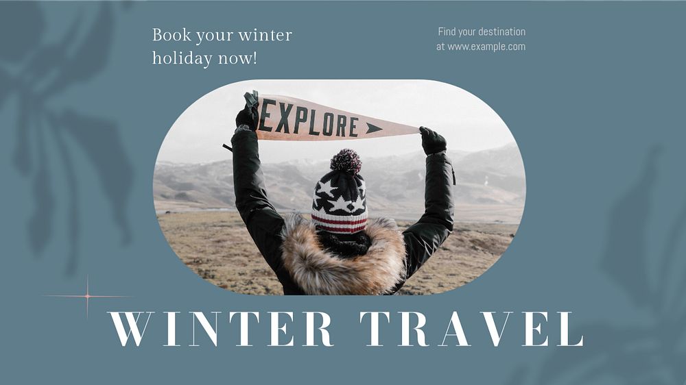 Winter travel blog banner template, editable design