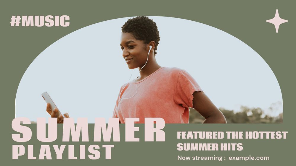 Summer playlist blog banner template, editable text & design