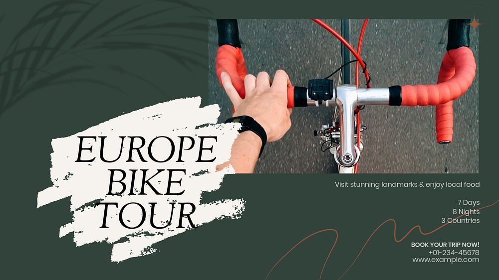 Bike tour ads blog banner template, editable text