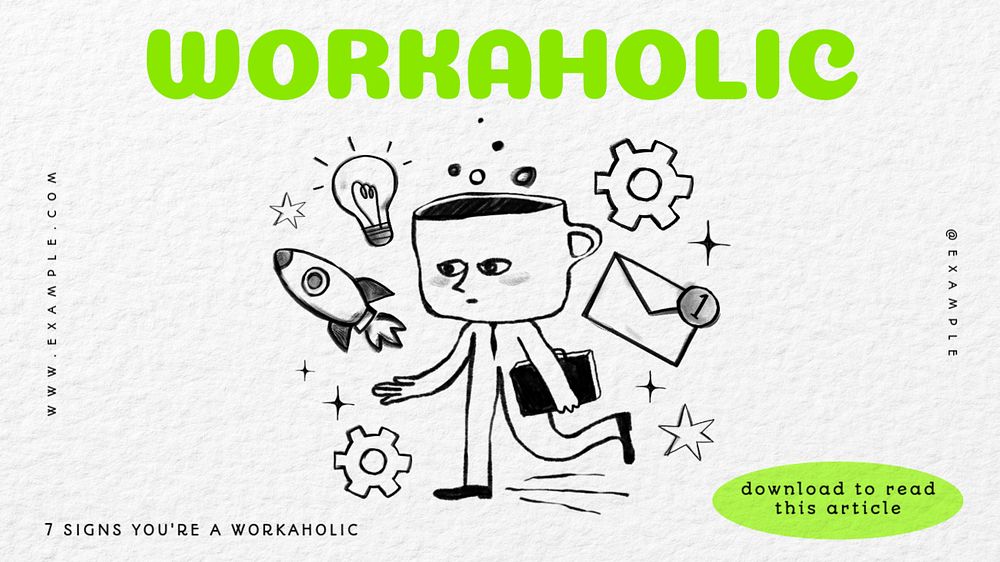 Workaholic blog banner template, editable text & design